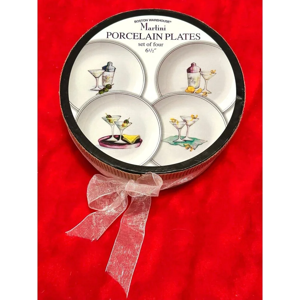 BOSTON WAREHOUSE MARTNI PORCELAIN PLATES Set of 4